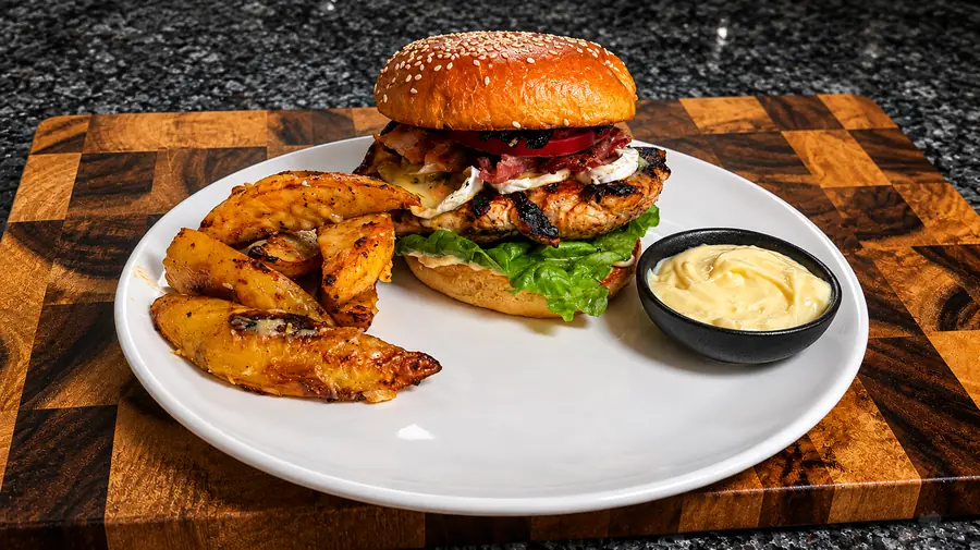 Brie, Bacon & Blueberry Chicken Burgers